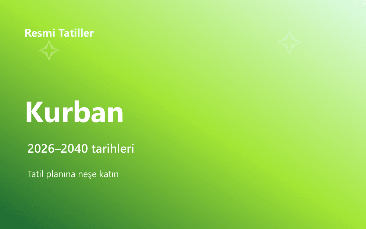 Kurban Bayramı Resmi Tatil Tarihleri (2026–2040)